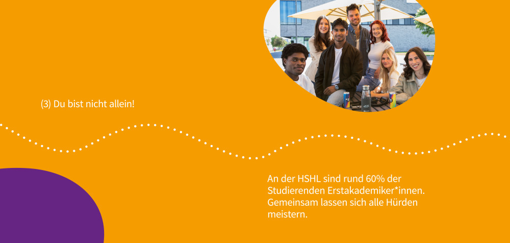 3. Du bist nicht allein. Rund 60 % der Studierenden an der HSHL sind...