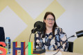 Präsidentin Prof. Dr.-Ing. Kira Kastell bei der Podcast Aufnahme