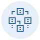 Icon mit blauen Kisten und Verbindungslinien