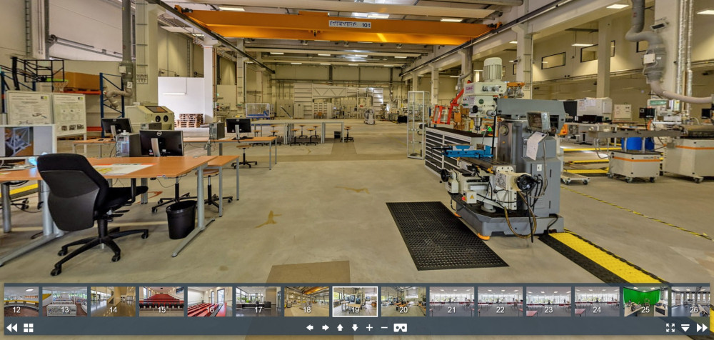 Der Blick auf die Arbeitsfläche des Technikums am Standort Hamm der HSHL